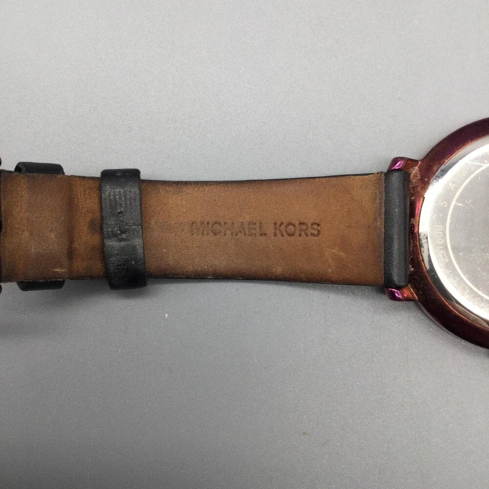 Michael Kors Jaryn Womens Watch 38mm Black Dial Purple Case Leather MK-2646 - Picture 9 of 15